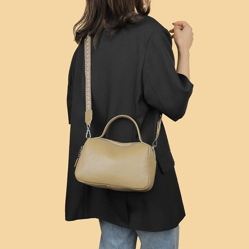 Sacs à bandoulière en cuir véritable pour femmes, fourre-tout Simple de bonne qualité, sac à main Vintage Boston, sacs à bandoulière, 2023