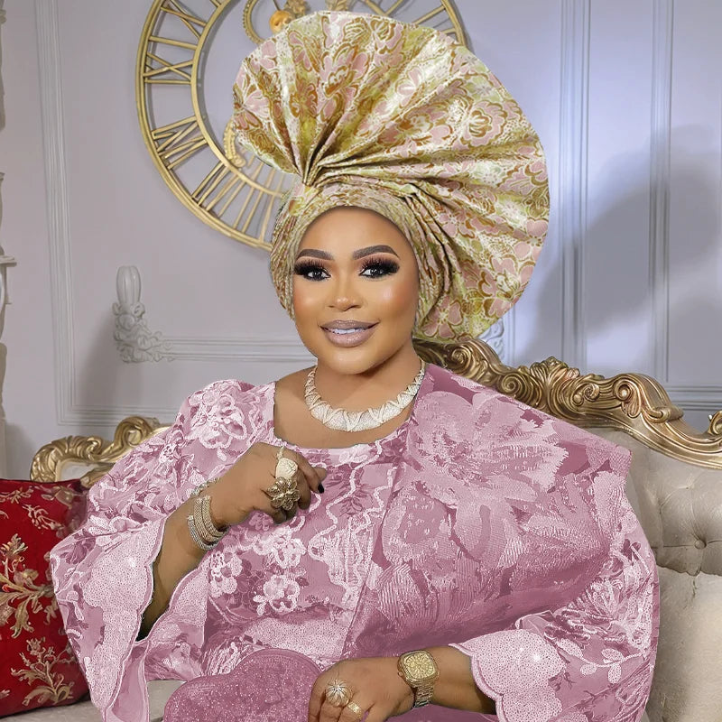 Gele automatique en forme d'éventail exagéré, couvre-chef déjà fabriqué pour femmes africaines, couvre-chef pour fête de mariage, couvre-chef, casquette Turban féminin