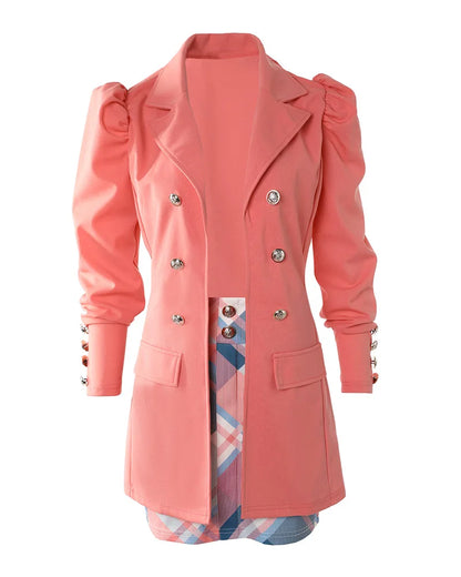 Mode polyvalent correspondant costume et jupe femmes décontracté imprimé fleuri manches bouffantes Blazer manteau et jupe ensemble dames deux pièces costume