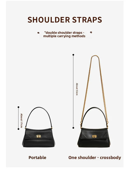 Sac à bandoulière en cuir de vache pour femmes, avec chaîne, petit Design, sac à main haut de gamme pour employés de bureau, accessoire de mode à bandoulière unique