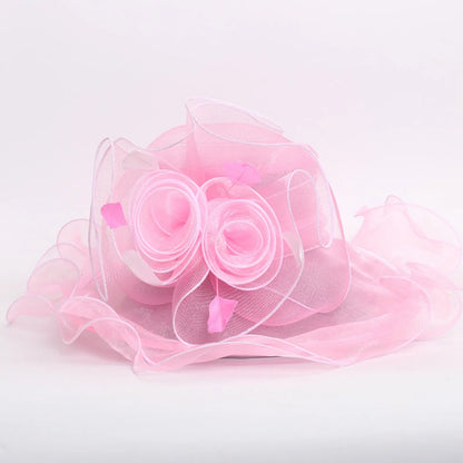 Femmes élégantes chapeau de soleil Organza Fedoras été chapeaux de soleil femmes Kentucky Derby large bord casquette de plage mariage Cocktail thé fête chapeaux