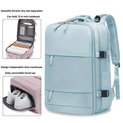 Sac à dos violet clair de grande capacité pour femmes avec séparation sèche et humide, sac d'ordinateur de transport, multifonctionnel étanche l