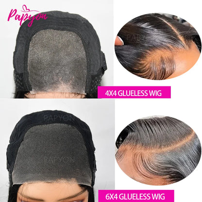 6x4 Perruque Cheveux Humain Sans Colle Perruque Ni Gel Prête à Aller 4X4 Lace Closure Perruque Sans Colle Livraison 3 Jour Franc