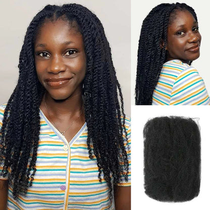 Extensions de cheveux humains afro crépus élégants en vrac noir naturel/marron/gris-léger pour tresser, coiffer et usage quotidien