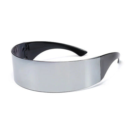 KLASSNUM-Lunettes de soleil futuristes à visière de cyclope étroite pour femmes et hommes, lunettes laser, lentille miroir UV400, lunettes de fête costumées