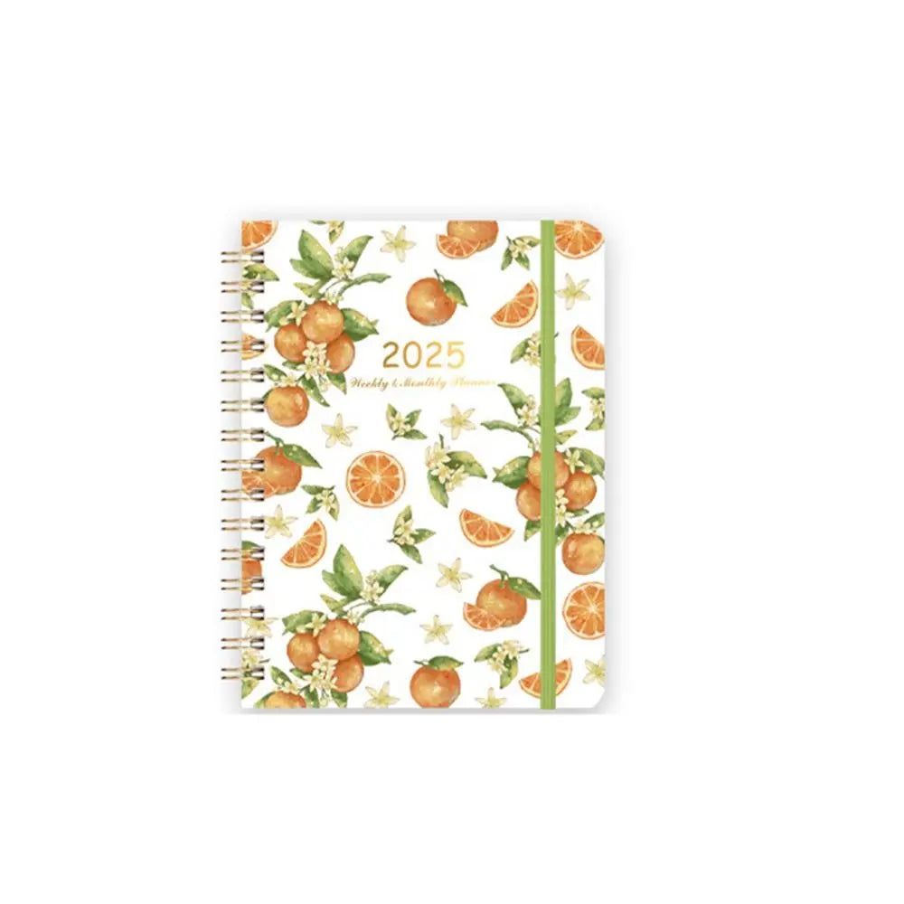 Agenda mensuel en anglais 2025, livre à bobine à feuilles mobiles, Plan hebdomadaire, carnet de notes à fleurs, organisateur de liste de choses à faire