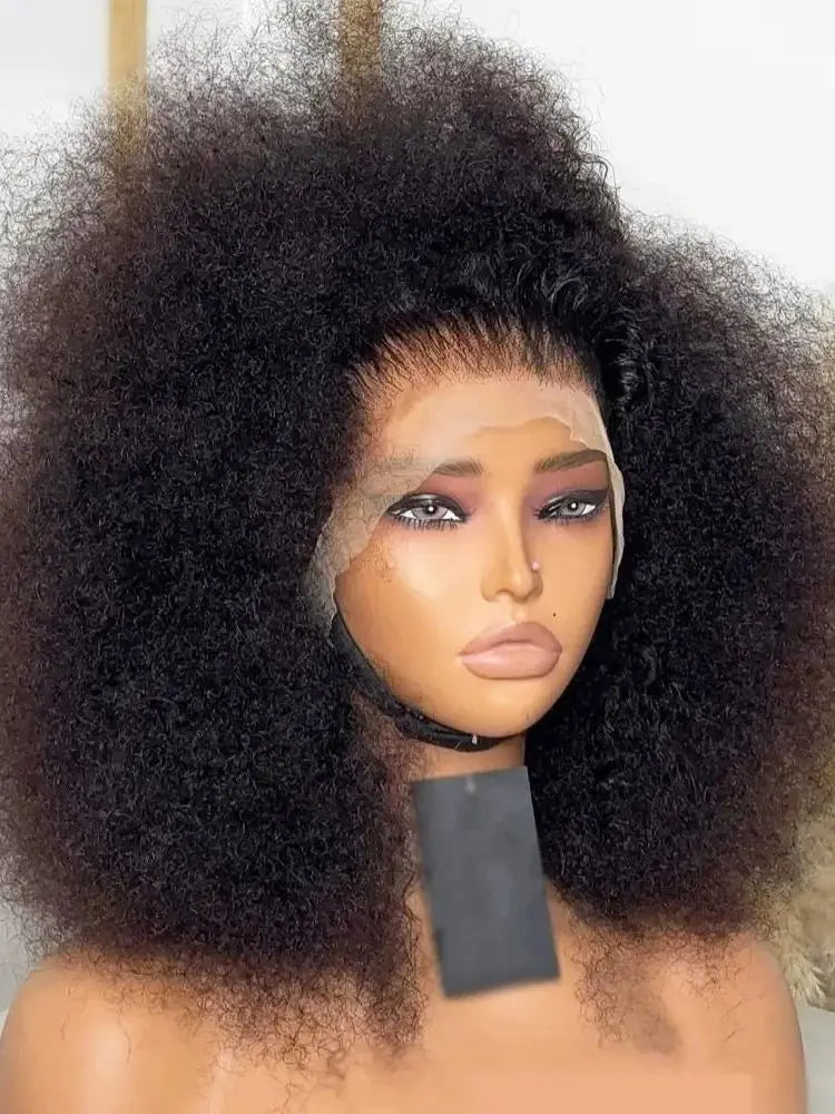 Perruque Lace Front Wig synthétique lisse et crépue, 26 pouces, douce et longue, noire naturelle, avec cheveux de bébé, pre-plucked, sans colle, pour femmes, quotidien