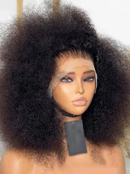 Perruque Lace Front Wig synthétique lisse et crépue, 26 pouces, douce et longue, noire naturelle, avec cheveux de bébé, pre-plucked, sans colle, pour femmes, quotidien