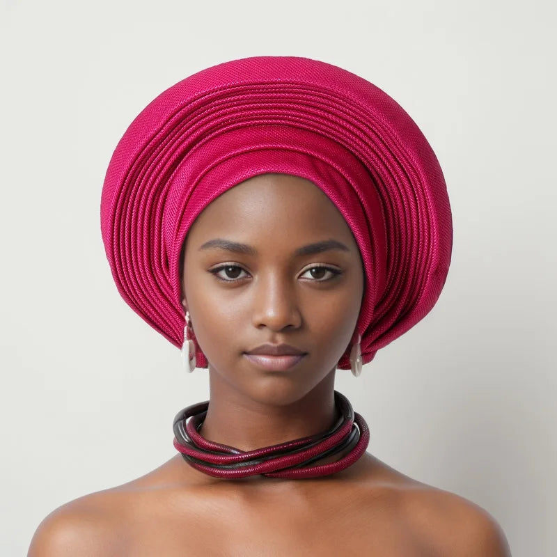 Turban Africain Plissé pour Femme, Déjà Fait, Cravates de Sauna, Bonnet Auto Gele, Hijab Musulman, Mariage Nigérian, Chapeau Rond