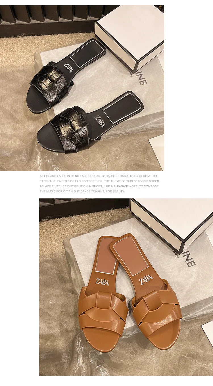 Offre spéciale femmes pantoufles à talons bas pantoufles confortables Sexy croix Peep orteil chaussures de luxe en plein air plage femmes respirabilité chaussures