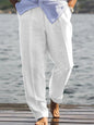 Pantalon en lin ample et respirant pour hommes, décontracté, pour loisirs quotidiens, confortables, fins, à la mode, couleur unie, printemps été