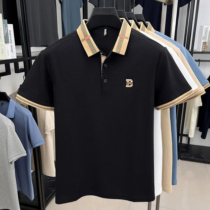 Polo d'été à manches courtes pour hommes, mode golf, design haut de gamme, broderie en soie glacée exquise, T-shirt respirant, 2025