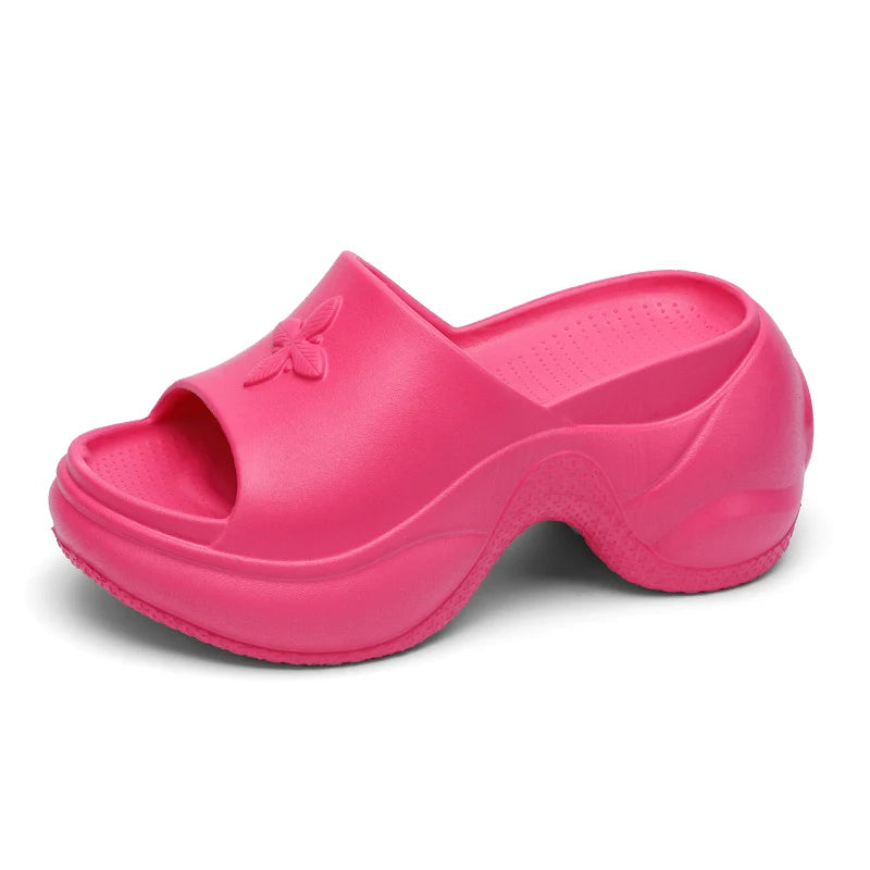 STleargSHEN-Pantoufles d'été à l'offre elles optiques pour femmes, tongs hautes de 9cm, talons compensés, chaussures de plage, pantoufles à plateforme épaisse