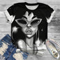 T-shirt col rond femme noir, streetwear, vintage, africain, impression 3D, mode décontractée, visage noir, baggy, t-shirts