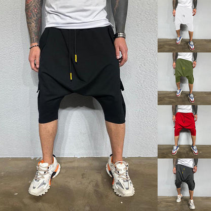 Pantalon de survêtement décontracté pour hommes, tendance Hip Hop en Europe et en amérique, ample, solide, sport de rue, Harlan, court, vêtements pour hommes
