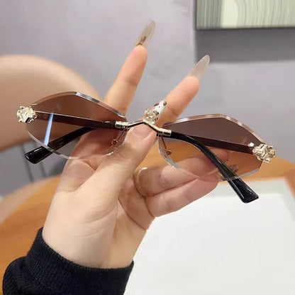 Lunettes de soleil personnalisées en losange sans cadre pour femmes, lunettes de soleil classiques élégantes et polyvalentes, lunettes de soleil de luxe et haut de gamme, UV400