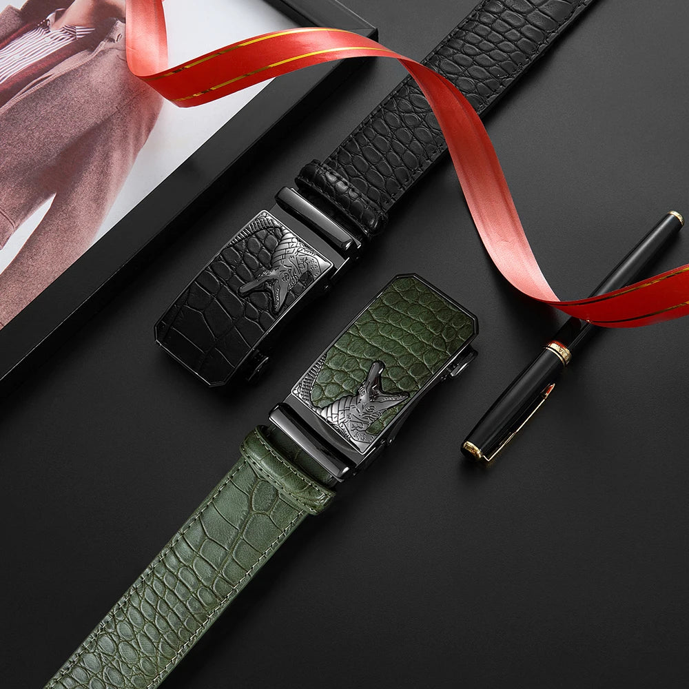 Ceinture en cuir PU pour hommes, ceinture à boucle automatique à la mode pour les affaires populaires, ceinture masculine de haute qualité