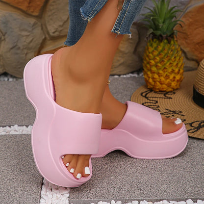 Pantoufles à plateforme épaisse pour femmes, sandales confortables à talons compensés, solides, antidérapantes, semelle épaisse Eva, été 2025