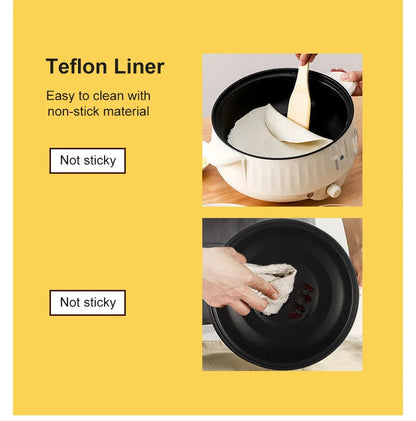 Pot électrique multicuiseur simple/Double couche de 1,7 l, poêle antiadhésive domestique pour 1 à 2 personnes, cuiseur à riz chaud, appareils de cuisson