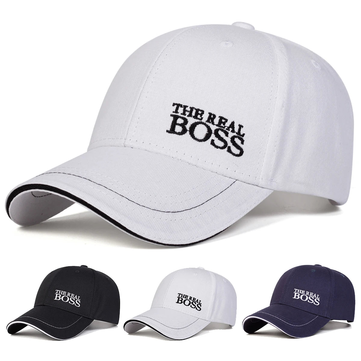 THE REAL BOSS-Casquettes de baseball brodées de lettres, chapeaux décontractés réglables, chapeau hip hop, chapeau de protection solaire, unisexe, printemps et automne, extérieur