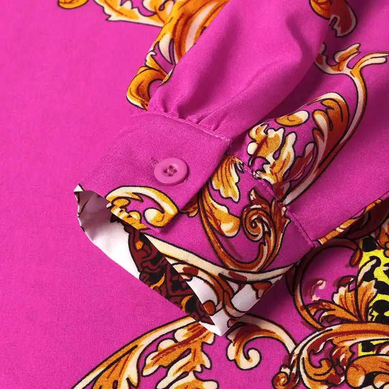 VONDA Robe Maxi 2024 été femmes bohème imprimé fête Robe d'été à manches longues col montant Robe décontractée vacances robes ceinturée