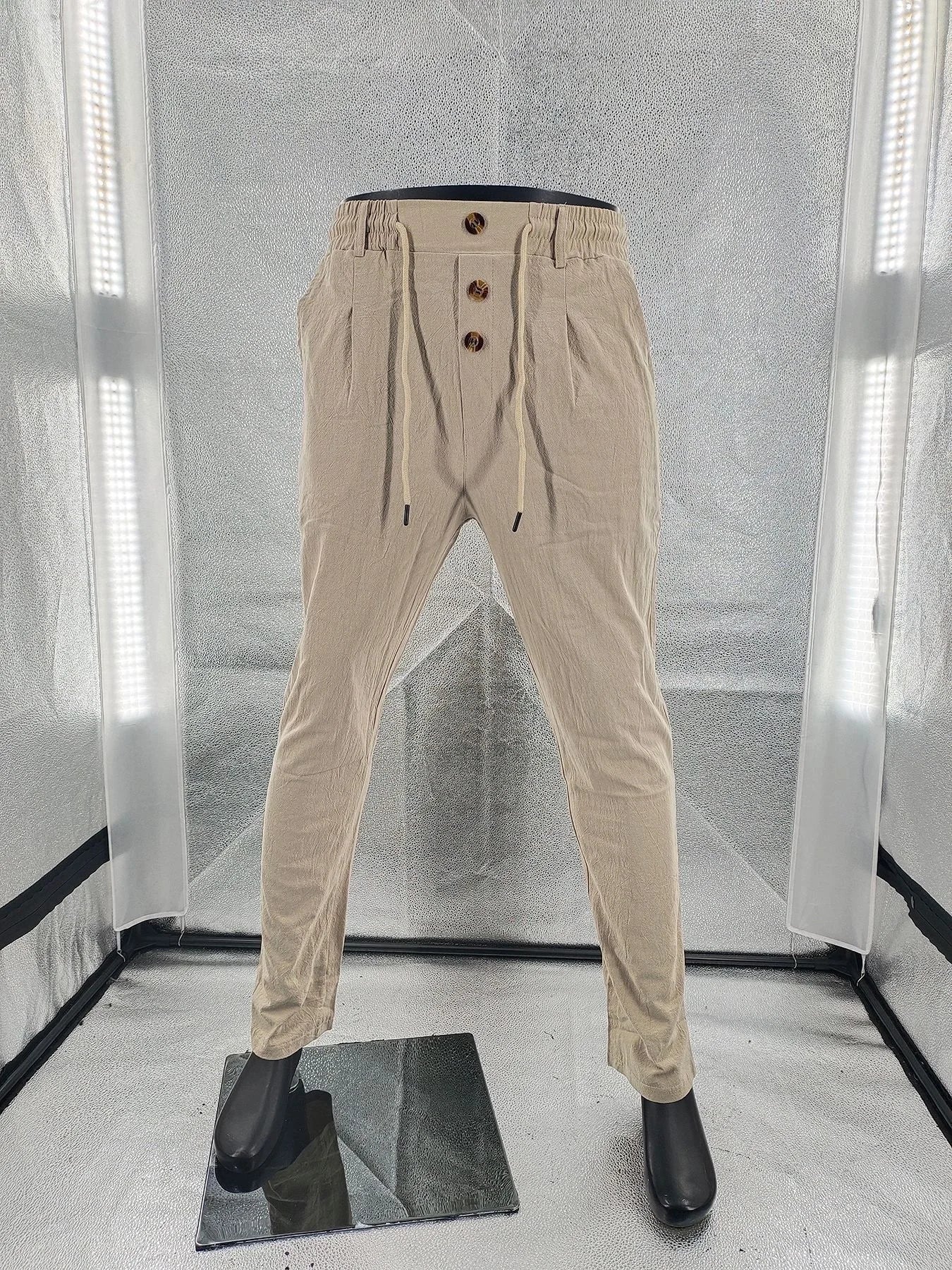 Pantalon de plage confortable en coton et lin pour hommes, sangle droite, haute qualité, décontracté, printemps et automne, nouvelle mode, 2025