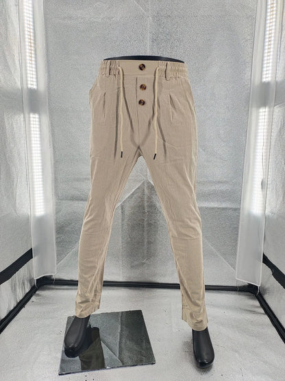Pantalon de plage confortable en coton et lin pour hommes, sangle droite, haute qualité, décontracté, printemps et automne, nouvelle mode, 2025