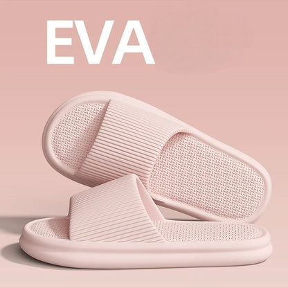 Jolies pantoufles d'été de couleur unie pour femmes et hommes, diapositives de salle de bain EVA antidérapantes, sandales légères concises, chaussures de couple