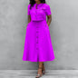Jupes chemise femme deux pièces ensemble élégant col rond manches courtes bouton haut taille haute jupe 2 pièces costume femme printemps été