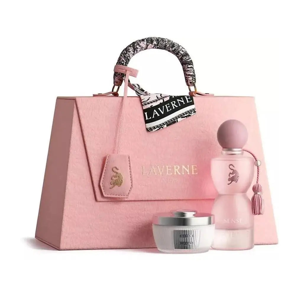 Ensemble cadeau de parfum Laverne Sense 100 ml Sense Eau de Parfum & crème pour le corps & sac fourre-tout parfum floral en poudre de musc