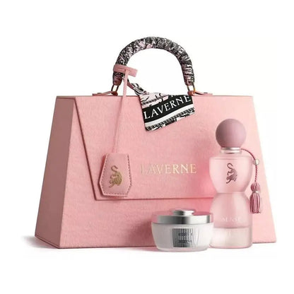 Ensemble cadeau de parfum Laverne Sense 100 ml Sense Eau de Parfum & crème pour le corps & sac fourre-tout parfum floral en poudre de musc