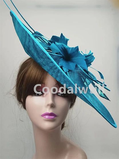 Royal Ascot grand Chapeau fascinateur femmes Kentucky Derby plume grand Chapeau fascinateur fête mariage casque fleur église Chapeau