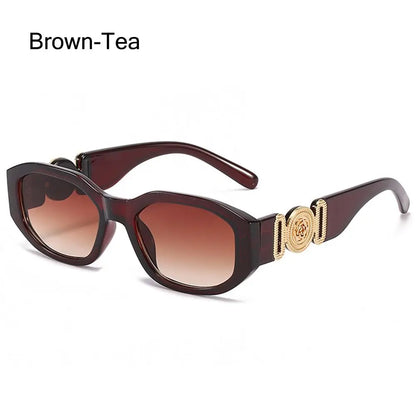 Lunettes de soleil Y2K irrégulières pour femmes et hommes, monture optique, nuances vintage, protection UV, design rose en métal, été