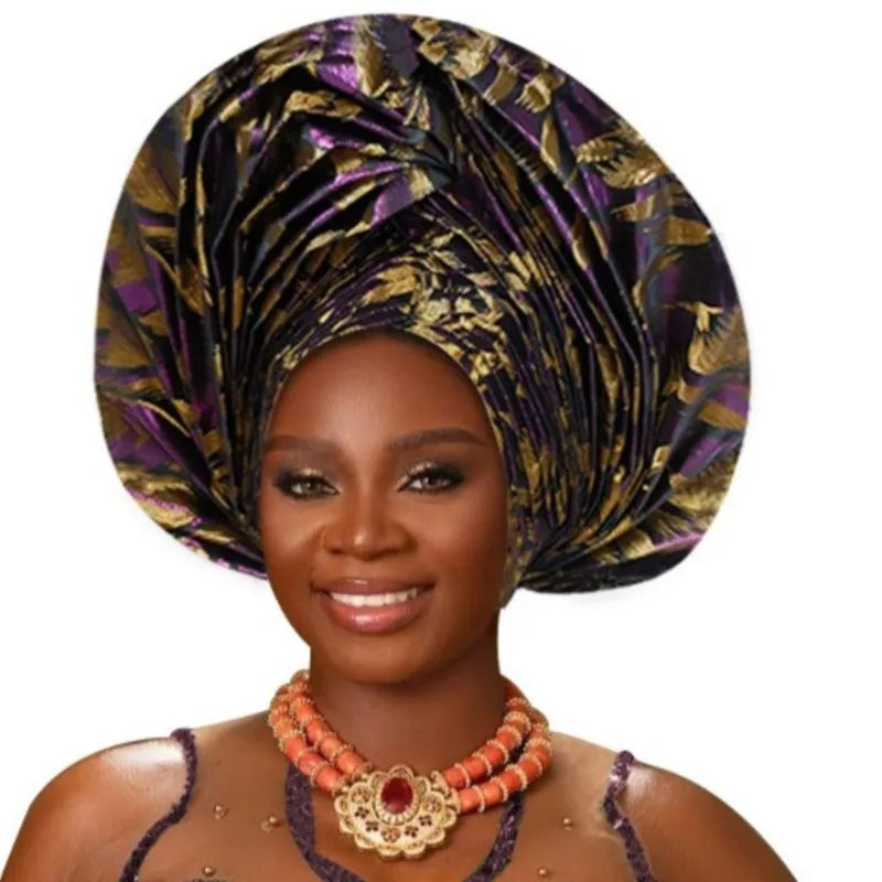 Casquette Turban plissée à paillettes pour femmes, enveloppe de tête pour dame, foulard musulman, chapeau, couvre-chef africain, 2025
