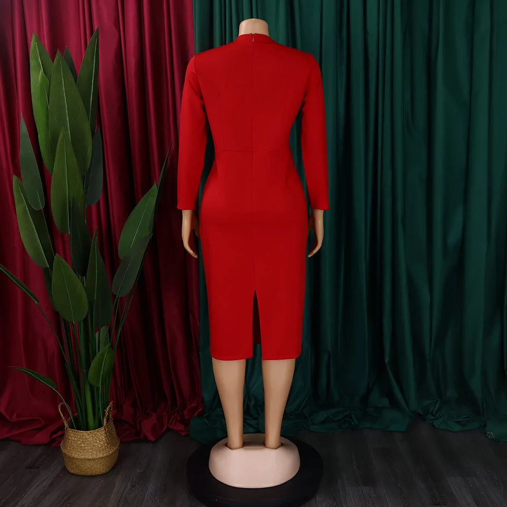 FairyShely 2025 Sexy Patchwork grande taille robe de Club femmes à manches longues grandes robes dame coupe ajustée fête robe courbe serrée