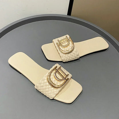 Pantoufles plates de créateur pour femmes, sandales de créateur de luxe, pantoufles décontractées avec fond, sandales d'été pour femmes, nouvelles chaussures pour femmes