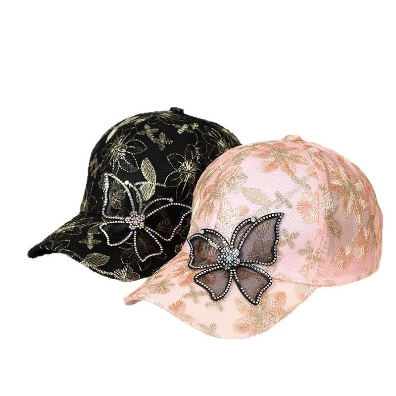 Casquette de Baseball papillon strass, casquette à rabat pour femme et homme, visière, chapeau de soleil, protection solaire, casquette de Sport, mode Unique, chapeau de plage fantaisie