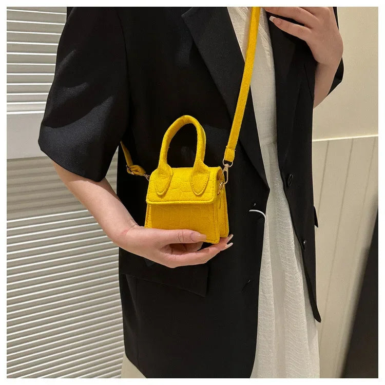 Sac à main en feutre coloré pour femme, mini sacs à main, sac à bandoulière, motif pierre, initié