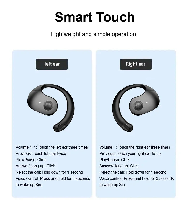 OWS casque sans fil Bluetooth casque avec microphones HiFi stéréo son écouteurs Smart Touch sport étanche écouteurs pour téléphone