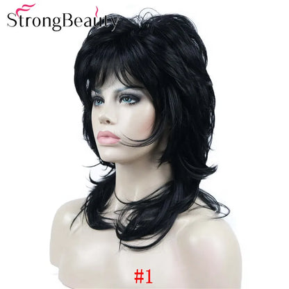 Perruque synthétique ondulée mi-longue pour femmes, cheveux naturels, sans capuchon