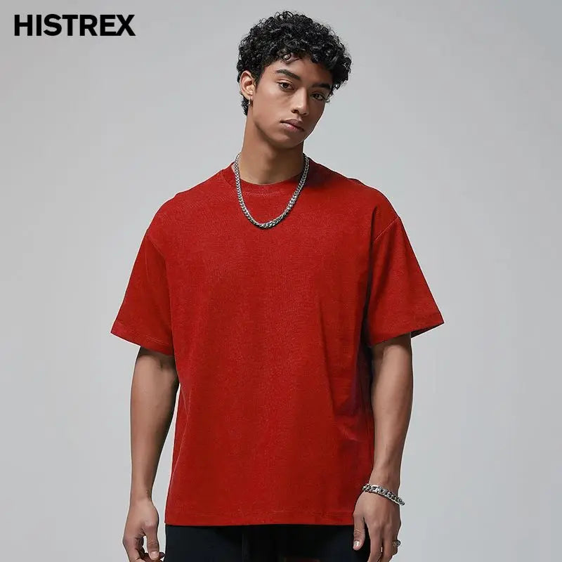 100 T shirt en coton lourd pour hommes et femmes, Tops à manches courtes, Tee shirts solides et surdimensionnés, vêtements de qualité 6.8oz 230gsm