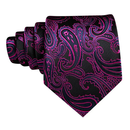Barry.Wang violet lilas lavande soie hommes cravate mouchoir bouton de manchette ensemble Jacquard cravate florale pour homme mariage fête d'affaires