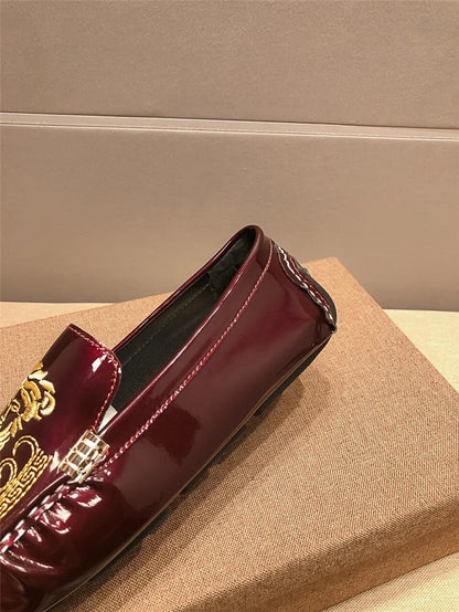 Chaussures Décontractées en Cuir Verni Astronomique Souple pour Homme, Style Coréen, Décontracté, en Une Étape, Style Britannique, pour Paresseux, Nouvelle Collection Printemps Été