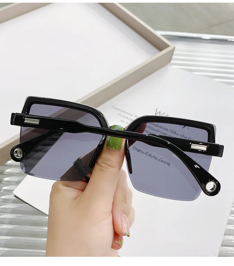 Homme femme mode sans monture Vintage carré lunettes de soleil lunettes marque Design UV400 femme nuances surdimensionné lunettes de soleil