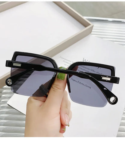 Homme femme mode sans monture Vintage carré lunettes de soleil lunettes marque Design UV400 femme nuances surdimensionné lunettes de soleil