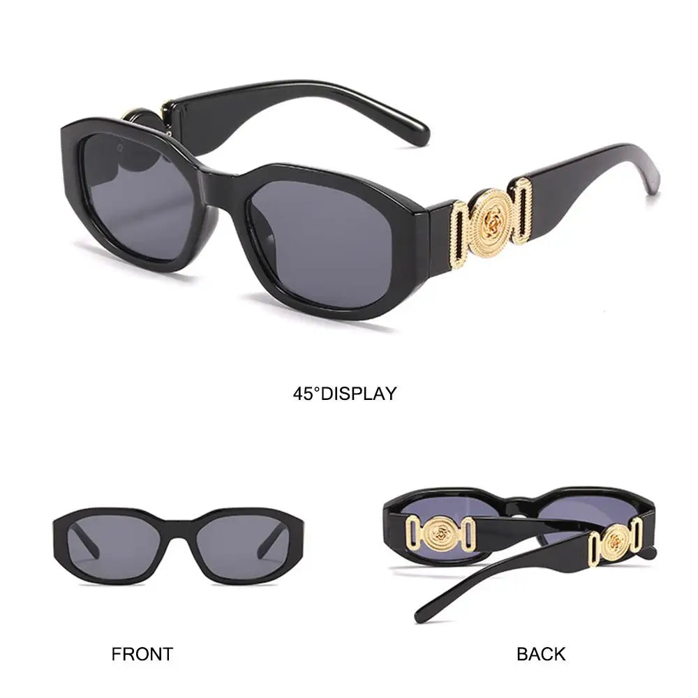 Lunettes de soleil Y2K irrégulières pour femmes et hommes, monture optique, nuances vintage, protection UV, design rose en métal, été