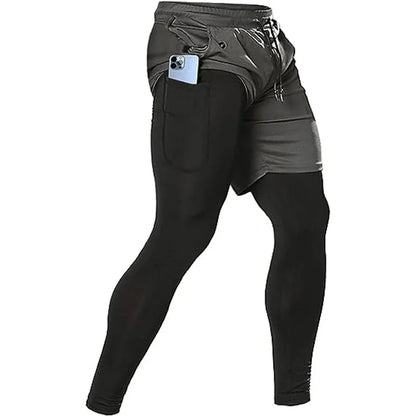 Pantalons de Sport pour hommes 2 en 1, survêtements d'athlétisme, vêtements d'entraînement, de Jogging, de gymnastique, de Fitness, de course