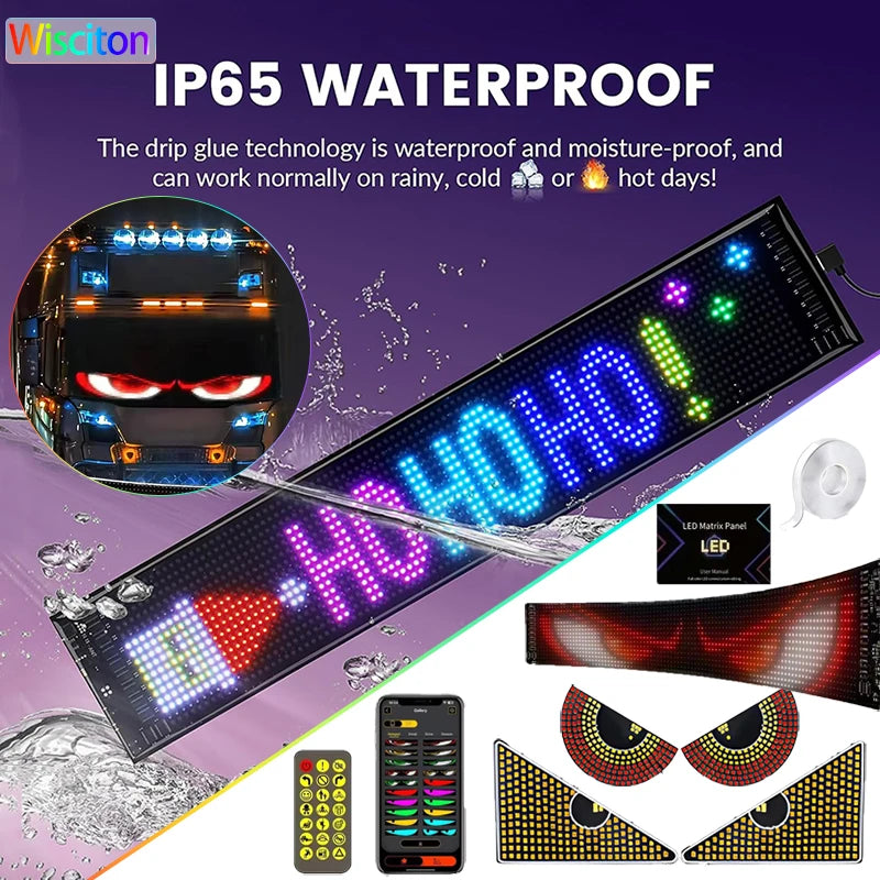 Écran d'affichage de panneau de pixels matriciel LED pour camion, Flexible, rvb, USB, 5V, motif de voiture, Graffiti, texte, projecteur, boutique d'animation, barre de rappel
