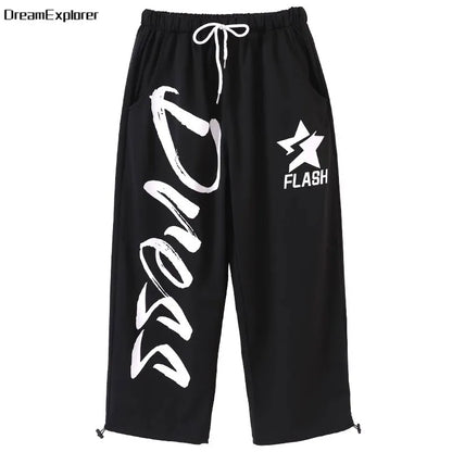Filles K-pop haut court mode lettres Sport Joggers pantalon fille groupe vêtements ensembles enfants Hip Hop Streetwear enfants Jazz Costumes
