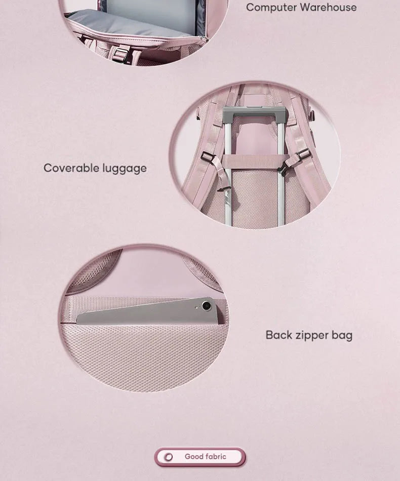 Sac à dos violet clair de grande capacité pour femmes avec séparation sèche et humide, sac d'ordinateur de transport, multifonctionnel étanche l